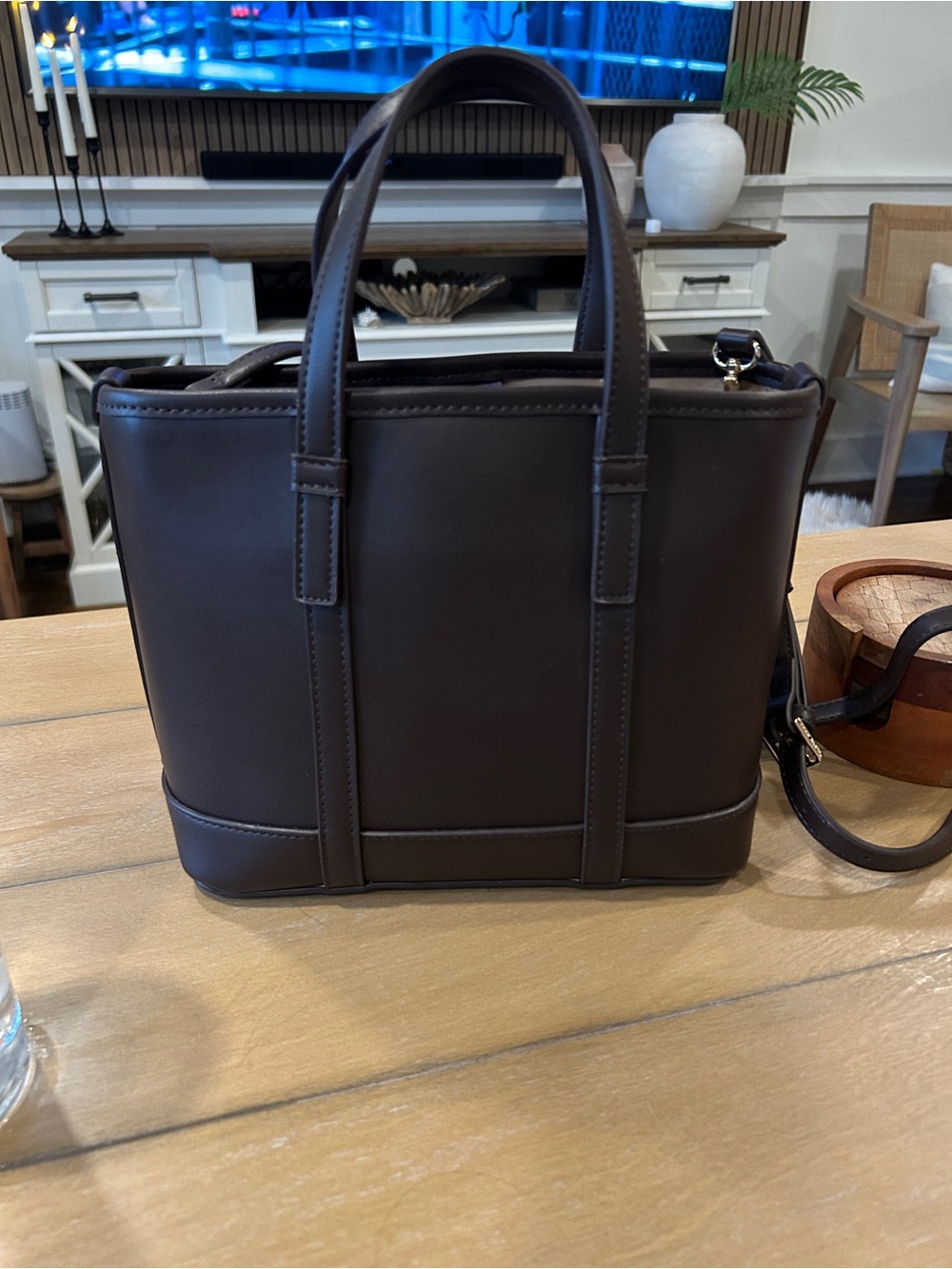 Anne Klein Brown Structured crossbody Tote with Pouch - Picture 8 of 9